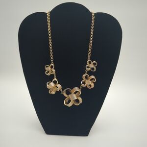 Talbots Ribboned Bows Brushed Gold Tone Statement Necklace 18-20 inch